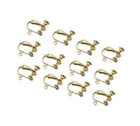 Beaupretty 12pcs Golden Earring Components Open Non-Pierced Ears Flat Top with Hole Lightweight Jewelry Making for Women and Easy to Use