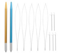 Beaupretty 12pcs Hair Extension Tools Set Stainless Steel Pulling Hook Needle with Gold and Blue Handles Crochet Loop Needle for Hair Extensions, Braids, and Beaded Styling