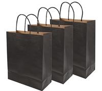 Beaupretty 12pcs Kraft Paper Bags Black Bags for Parties Treats and Favors for Birthdays Weddings and Holiday Celebrations