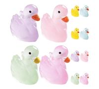 Beaupretty 12Pcs Luminous Swan Figurines Resin Miniature Animal Decor for Dollhouse Micro Landscape, Colorful Night Glow Swans 2 Sets 6 Colors Each, for Home Decoration and Collectibles