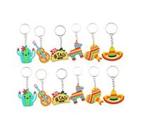 Beaupretty 12pcs Mexican Fiesta Party Keychains with Cactus Hat Durable PVC Lightweight Bag and Luggage Decorations for Cinco De Mayo and Carnival Gifts