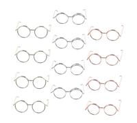 Beaupretty 12Pcs Mini Doll Glasses Lightweight Wear Resistant Copper Wire Frames Rose Gold Silver Gold for Doll Dress Up and Decor Charming Compatible