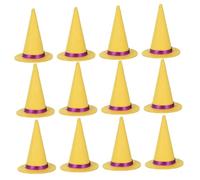 Beaupretty 12pcs Mini Felt Witch Hats Reusable Halloween Bottle Topper Decorations for Parties Crafts Lightweight Tiny Top Hats for Costumes Creative Decor