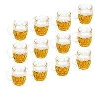 Beaupretty 12Pcs Miniature Decorative Beer Mug Models for Dollhouses Realistic Tiny Resin Beer Cups Photo Props for House DIY and Micro Landscape Ornaments