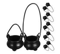 Beaupretty 12pcs Miniature Witch Pot Dollhouse Miniatures Mini Cauldron Halloween Cauldron Decor Small Candy Bowl Dollhouse Witch Props Witchcraft Decor Black Plastic