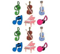 Beaupretty 12pcs Music Brooch Pins Set Featuring Guitar, Piano, Violin, and Musical Notes in Alloy Material, Unique Cartoon Style Suitable for Performance Decoration and Daily Wear