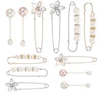 Beaupretty 12pcs Pants Waist Pins and Cardigan Brooch Clips for Women, Alloy Clothing Accessory Decorative Style, for Casual Occasions and Parties