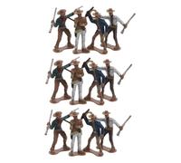 Beaupretty 12pcs Plastic Cowboy Figurines Western Theme Decorations Educational Collectibles for Cake Toppers Party Supplies with Vivid Colors and Design