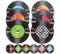 Beaupretty 12pcs Retro Vinyl Record Wall Decor Set Double Sided Tape, Assorted Colour Paper and PVC Film Material, Safe for Use Wall Decoration for Bar and Home Interior