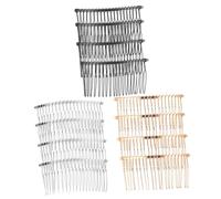 Beaupretty 12pcs Teeth Metal Hair Side Combs with Design Rust Resistant Wire for Women Bridal Hair Styling Elegant Gold White Black Accessories for Weddings Parties Proms