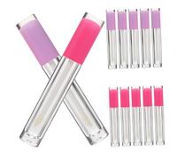 Beaupretty 12pcs Transparent Refillable Lip Gloss Tubes with Rubber Stoppers Portable Empty Plastic Containers for DIY Lip Oil Cosmetic Liquid with Rose Red Purple Wands