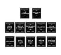 Beaupretty 12pcs Waterproof Oil-resistant Self Adhesive Bathroom Labels 70x80mm for Toiletries Bottles Skincare and Cosmetic Jar Stickers in Black and White
