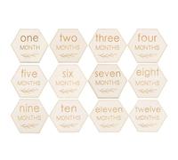 Beaupretty 12Pcs Wooden Milestone Cards for Newborns Monthly Growth Discs Photo Props for Capturing Precious Moments for Expecting Moms