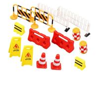 Beaupretty 14Pcs Miniature Traffic Barricade Plastic Road Signs and Cones for Boys Educational Role Play Traffic Safety Model for Imaginative Outdoor and Indoor Play