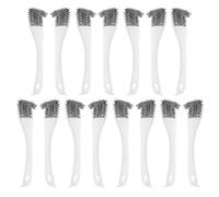 Beaupretty 15PCS Bird Cage Cleaning Brush Set with Long Handle 2-in-1 Metal Wire and Plastic Scraper Head Droppings Remover for Parrot and Pet Bird Cages White and Gray Pattern Design