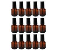 Beaupretty 15pcs Empty Nail Polish Bottle Glass Amber Refillable Container Vial Cosmetic Dispenser Bottle with Brush Cap for DIY Eyelash Glue Eyelid Sticker 7ML Chocolate