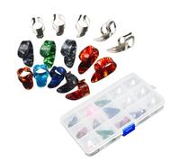 Beaupretty 15pcs Guitar Finger Picks Set Including 5 Celluloid Thumb Picks with 15-grid Storage Case for Acoustic Guitar and Banjo Players Random Color