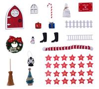 Beaupretty 15Pcs Miniature Christmas Door Decorations Dark Mini House Accessories for DIY Micro Landscape Festive Craft Supplies