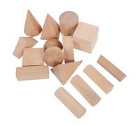 Beaupretty 15pcs Wooden Shape Blocks Geometric Solid Building Bricks for Preschool Math Learning Educational Khaki Enhances Creativity and Spatial Thinking