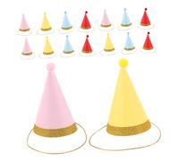 Beaupretty 16pcs Puppy Birthday Hats Small Cone Party Caps for Dogs Cats Kittens Reusable Mini Pom Pom Animal Celebration Accessories