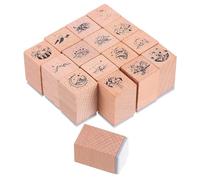 Beaupretty 16pcs Wooden DIY Stamp Set for Scrapbook and Diary Decoration, Vintage Celestial Mountain Pattern Handbook Seal, Craft Tool for Adults