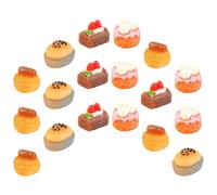 Beaupretty 18Pcs Miniature Cake Ornaments Realistic Fake Dessert Models for Dollhouse Decoration Compact Food Prop Decor for Mini Kitchen Scenes Mixed Styles