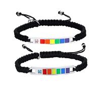 Beaupretty 1Pair Adjustable Lovers Bracelets Rainbow Weaving Bracelets for Couples Chic Nylon Hand Ropes for Girlfriend Boyfriend Mothers and Friends Stylish and Eye Catching