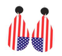 Beaupretty 1Pair American Flag Eardrop Acrylic Earrings Star and Unique Geometric Ear Accessories for Ladies Red Blue for National Day Celebrations