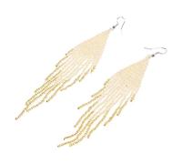 Beaupretty 1Pair Beaded Tassel Dangle Earrings for Women Long Boho Statement Ear Jewelry Chic Lightweight Comfortable for Daily Wear for Parties Special Occasions