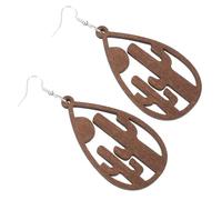 Beaupretty 1Pair Chic Wooden Earrings for Women Geometric Design Versatile Ear Pendants Natural Brown Color Easy Maintenance for Girlfriend Mother