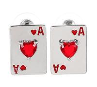 Beaupretty 1Pair Creative Poker Card Earrings for Women Unique Heart Ace Studs Fun Gambling Jewelry Summer Fashion and Quirky Style
