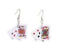 Beaupretty 1Pair Quirky Playing Card Earrings for Women Fashion Jewelry Accessories Fun Dangling Design for Parties Special Occasions and Everyday Wear