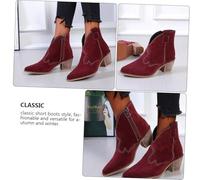 Beaupretty 1Pair Retro Pointy Ankle Boots for Women Stylish Chunky Heel Short Boots Fashionable Autumn Winter Footwear Comfortable Wear Resistant Design with Side Zipper Versatile Classic