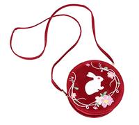 Beaupretty 1Pc Antique Embroidery Crossbody Bag Velvet Round Pouch with Rabbit Flower Design for Han Clothing Lovers Stylish for Friends