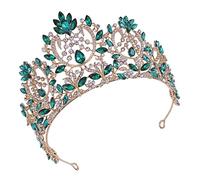 Beaupretty 1pc Baroque Style Vintage Rhinestone Inlaid Crown for Bride Accessory for Weddings Photography and Cosplay Events Chic Green Design