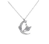 Beaupretty 1Pc Creative Silver Moon Star Pendant Necklace with Zircon Accents Elegant Clavicle Chain Accessory for Women for Valentine's Day Birthdays and Special Occasions