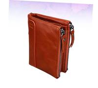 Beaupretty 1pc Leather Wallet for Men Zipper Purse Short Style Multifunctional Design Orange for Cards Cash Coins Fashionable Present Choice