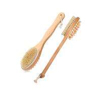 Beaupretty 1Pc Long Handle Double Sided Body Care Brush with Natural Bristles Spa Back Brush for Exfoliating Skin for Shower Bath Cleaning