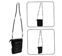 Beaupretty 1Pc Plush Beaded Pearl Shoulder Bag Hand Woven Crossbody Pouch for Mobile Phones Tissues Cosmetics Elegant Design for Casual and Evening Use
