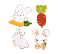 Beaupretty 1set Creative Rabbit Carrot Brooch Chic Enamel Pins for Unique Breastpin Decoration for Clothing Accessories for Ladies Random Style Design 4pcs