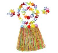 Beaupretty 1Set Hawaiian Party Favor Grass Skirt with Decorative Garland for Luau Costume for Summer Events Tropical Parties and Fun Photo Props