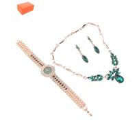 Beaupretty 1Set Set Green Jewelry Set with Sky Dial Watch Dangle Earrings and Necklace for Bridesmaids Wedding Jewelry Ensemble Crystal Accents Versatile Fashion Accessory