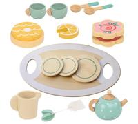 Beaupretty 1Set Wooden Tea Set Pretend Play Afternoon Tea Party for Birthday for Bright Colors Safe Edges for Imaginative Play