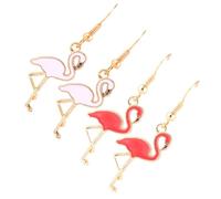Beaupretty 2 Pairs Bohemian Flamingo Earrings for Women Creative Drop Earrings with Pink and Red Animal Charm Lightweight Boho Jewelry for Casual and Party Wear