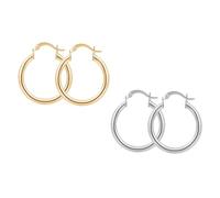 Beaupretty 2 Pairs Chic Geometric Earrings of Golden Silver Metal Circle Ear Drops Stylish Jewelry for Women for Parties Weddings and Everyday Wear