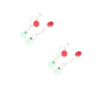 Beaupretty 2 Pairs Christmas Round Boho Dangle Earrings Alloy Long Drop Asymmetrical Red Green Pendant for Women Holiday Facial Enhancement Festive Party Jewelry