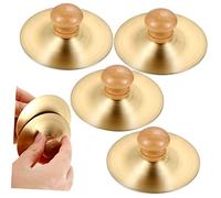 Beaupretty 2 Pairs Copper Finger Cymbals for Bright Sound Percussion Instrument Safe Wooden Handle Tuned for Belly Dance and Rhythm Training Childrens Musical Play Party Accessories
