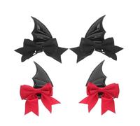 Beaupretty 2 Pairs Halloween Bat Wing Hair Clips Devil Wings Barrettes Spooky Gothic Accessories for Women Cosplay Party DIY Decorations Black Red