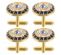Beaupretty 2 Pairs Men’S Crystal Devil Eye Cufflinks with Rhinestones, Metal Dress Shirt Studs for Formal Tuxedo, Wedding and Business Party Accessories