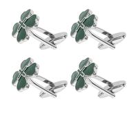 Beaupretty 2 Pairs Men’s Cuff Links Set Green Four Leaf Clover Alloy Shirt Cuff Studs with Enamel Detail, Stylish Sleeve Buttons for Business and St Patrick’s Day Shirts Accessories